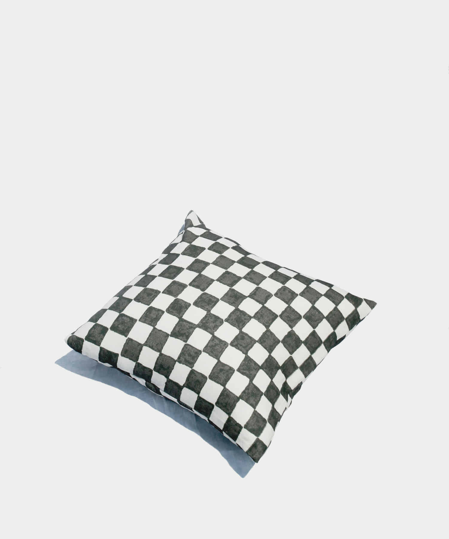 Checkerboard Linen Cushion Cover - Black