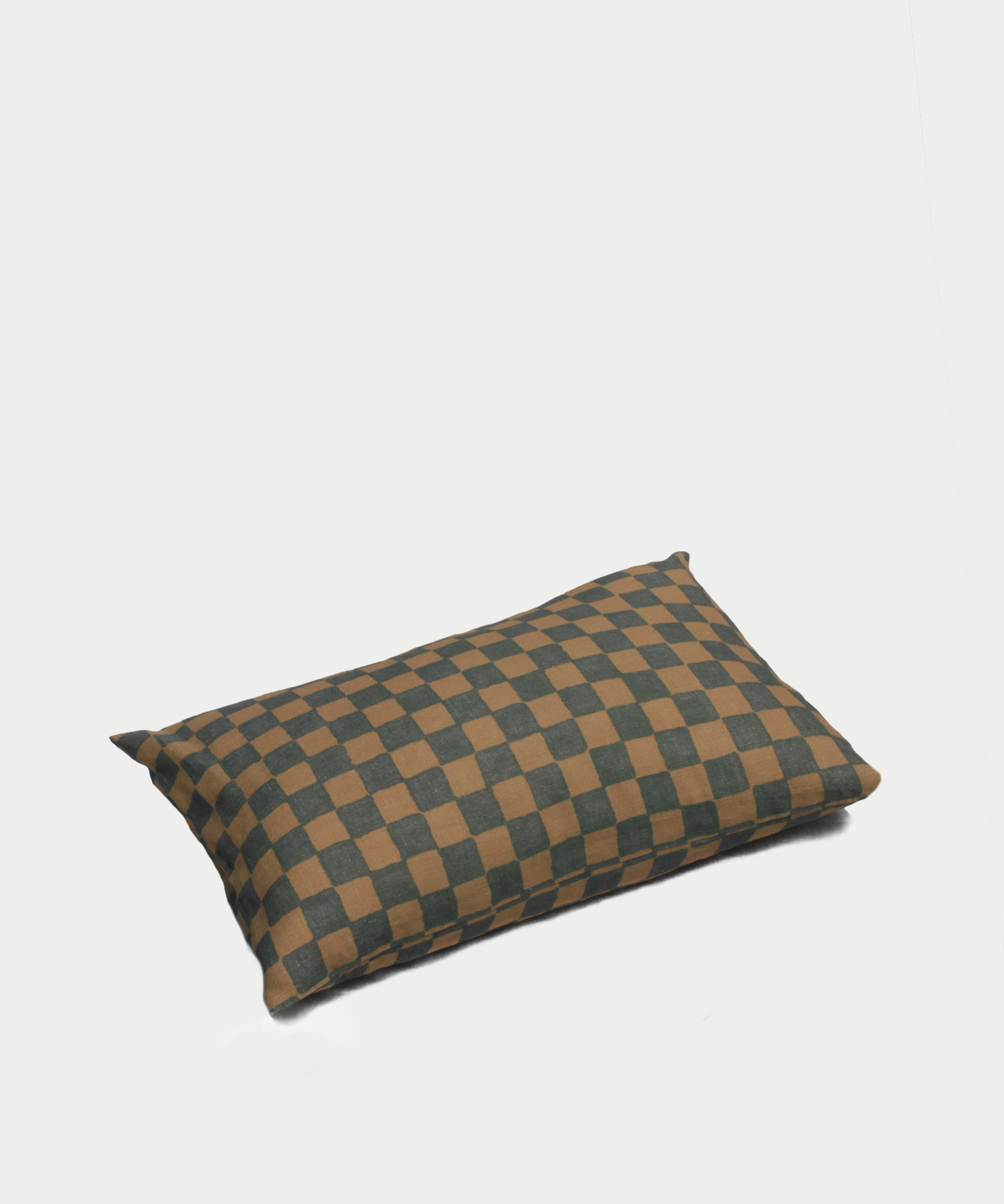 Checkerboard Linen Pillowcase - Brown