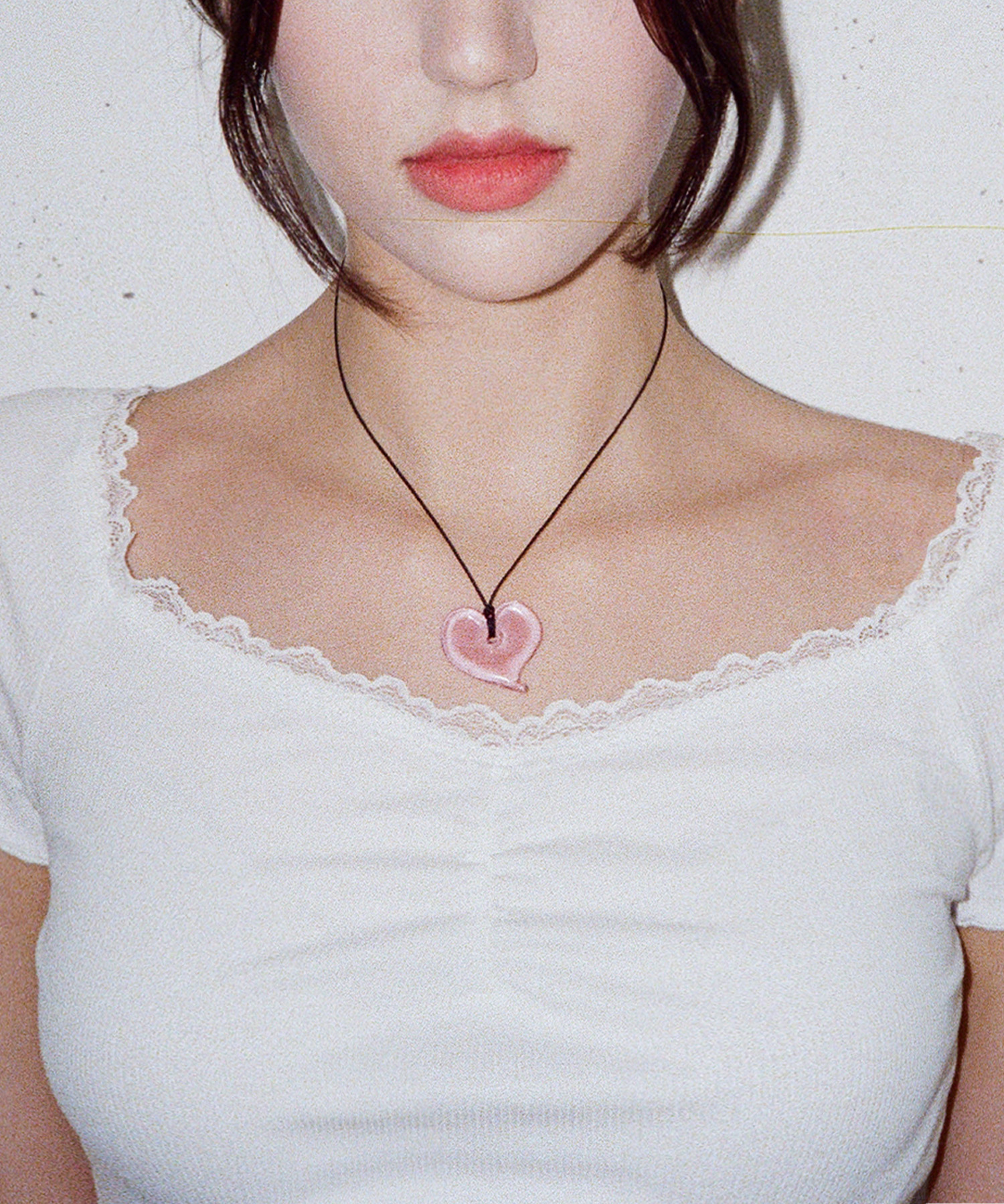 Heart Glass Necklace - Purple